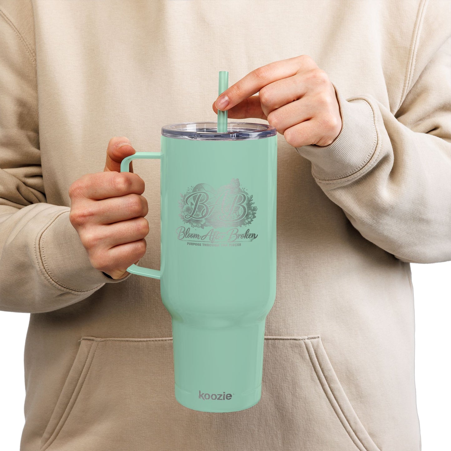 Engraved 40oz Insulated Tumbler with Lid — Baby Blessed Floral Design