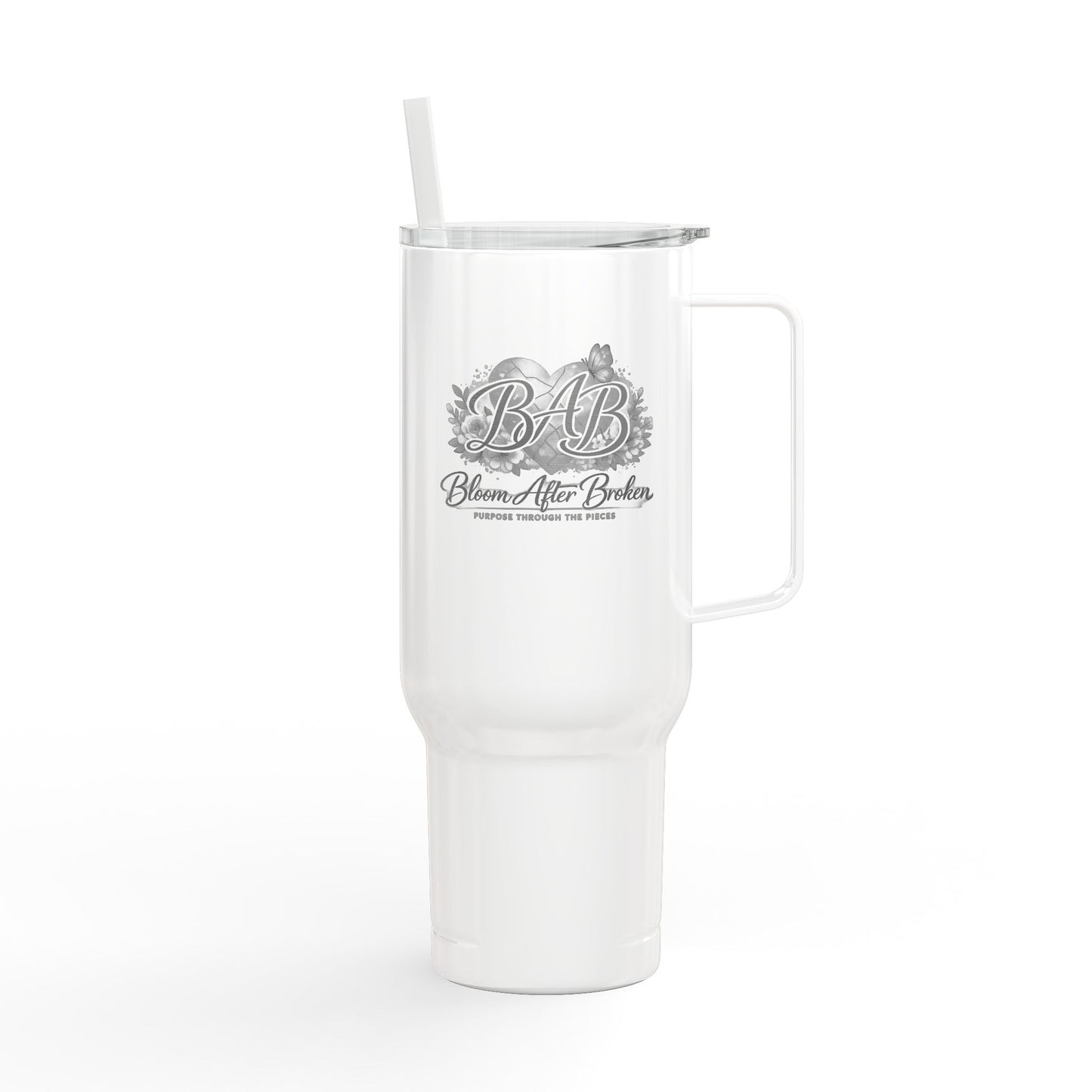 Engraved 40oz Insulated Tumbler with Lid — Baby Blessed Floral Design