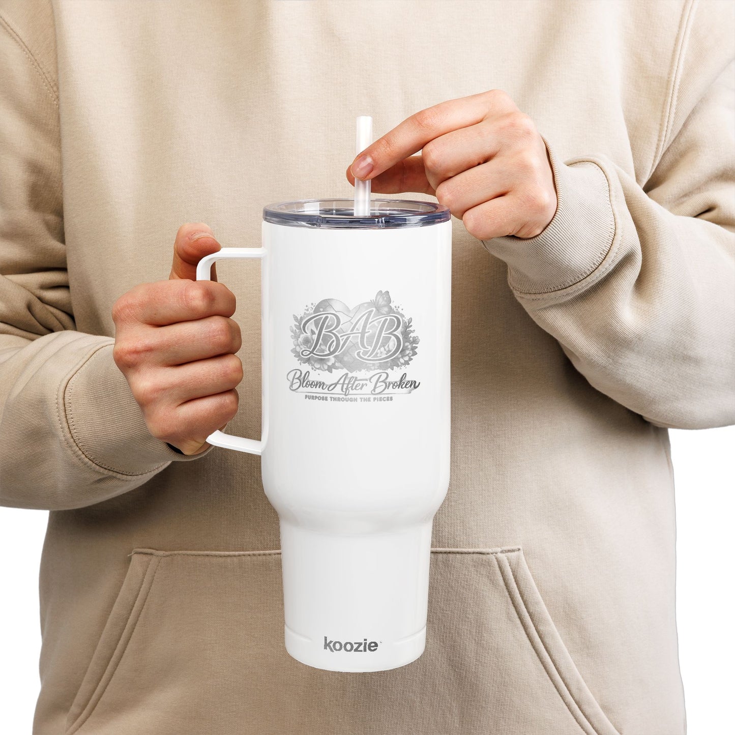 Engraved 40oz Insulated Tumbler with Lid — Baby Blessed Floral Design