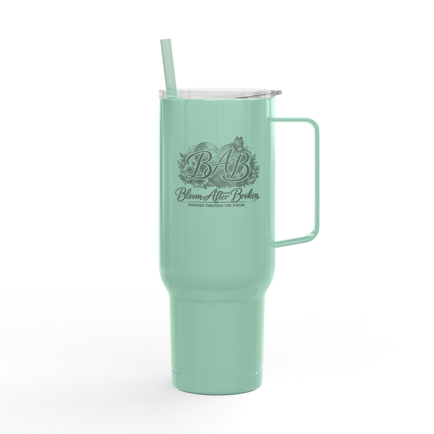 Engraved 40oz Insulated Tumbler with Lid — Baby Blessed Floral Design
