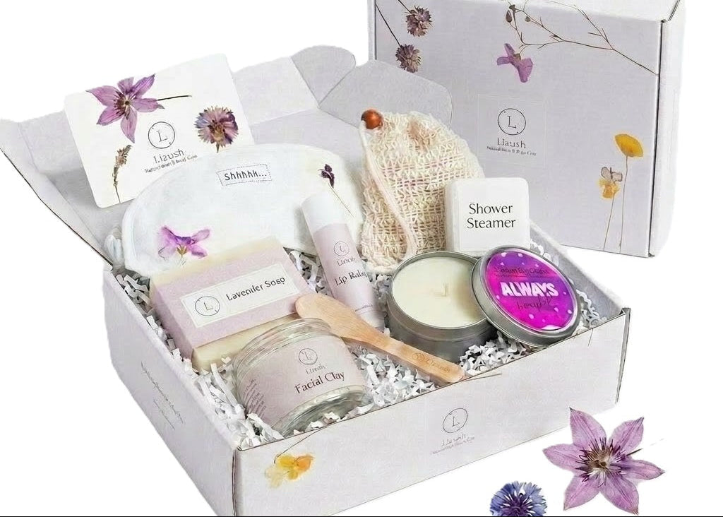 Lavender bath and body set, Natural skincare appreciation gift box