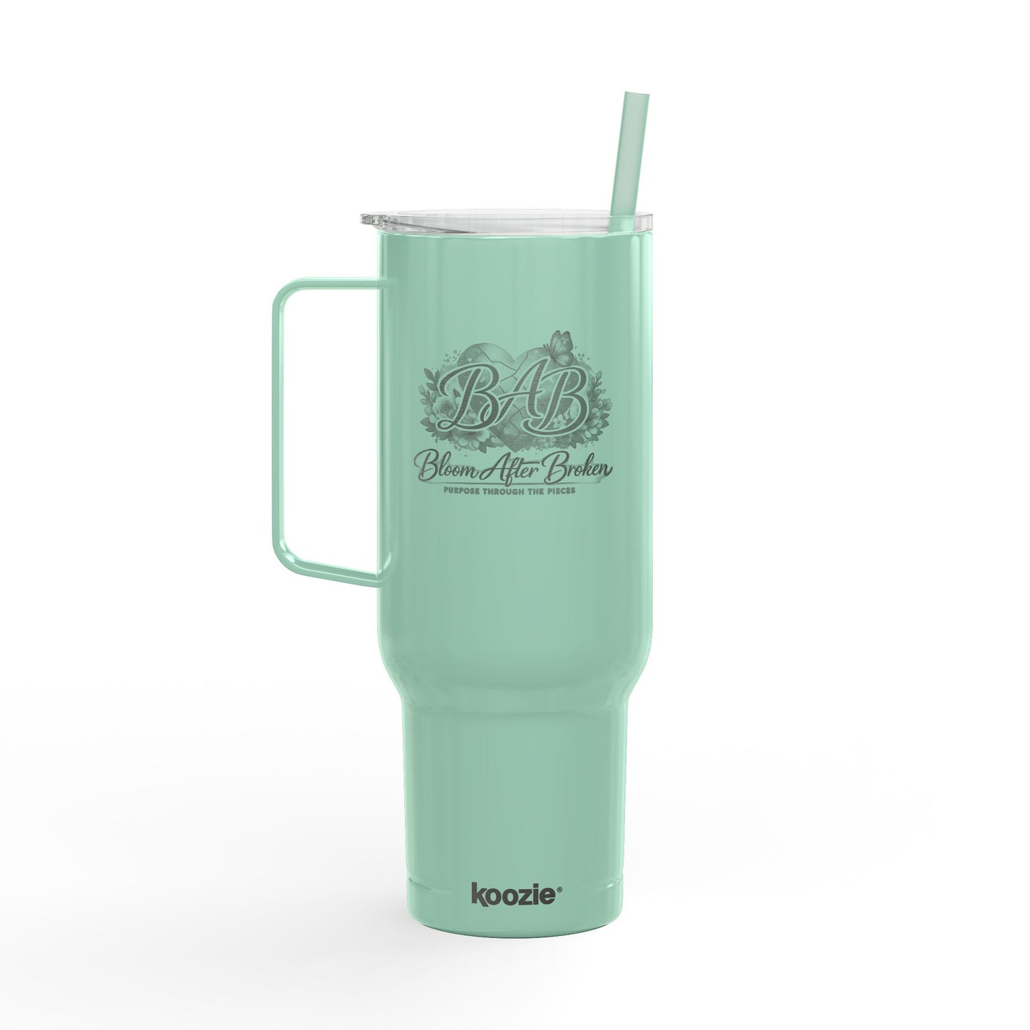 Engraved 40oz Insulated Tumbler with Lid — Baby Blessed Floral Design